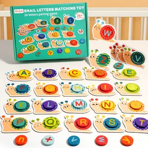 Wooden Snail Word Game, Learn Alphabet Matching Educational Toy, Learning Tool, Includes 26 Snails & Letters, Fun Learning Activity for Kids