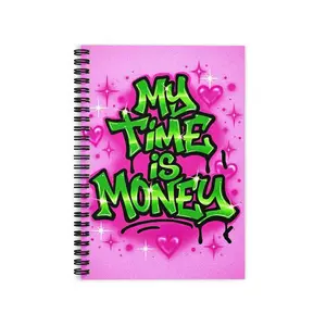 'My Time Is Money' Ruled Line Spiral Notebook