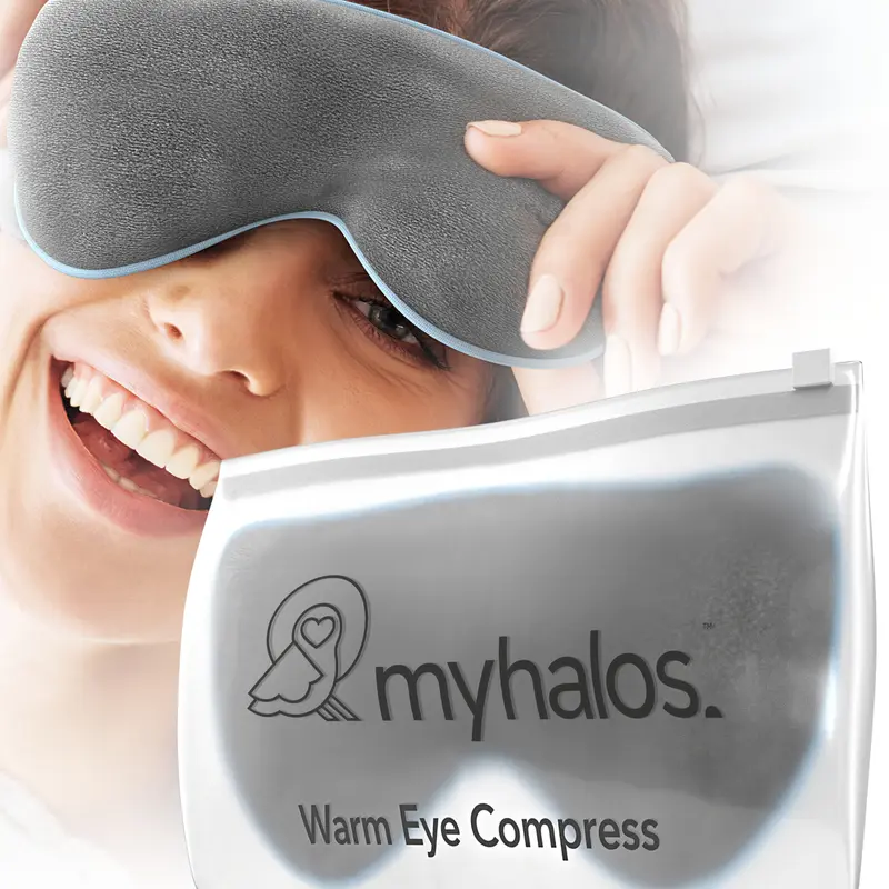 MyHalos Heated Eye Mask for Dry Eyes – Moist Heat Steam Warm Compress for Styes, Chalazion & Eye Strain Relief | Washable, Reusable & Microwavable