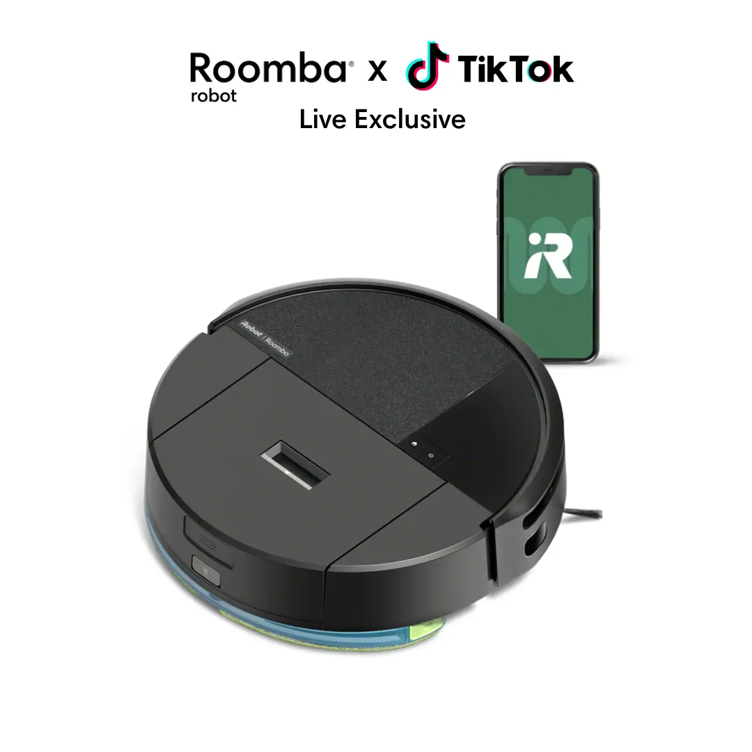 [LIVE Exclusive] Roomba® 2020 DustCompactor™ 2-in-1 Robot Vacuum & Mop – 60-Day Built-In Bagless Dust Storage, 70X Suction, Deep Scrubbing w/ Washable Mop Pad, Compact Charge-Only Dock
