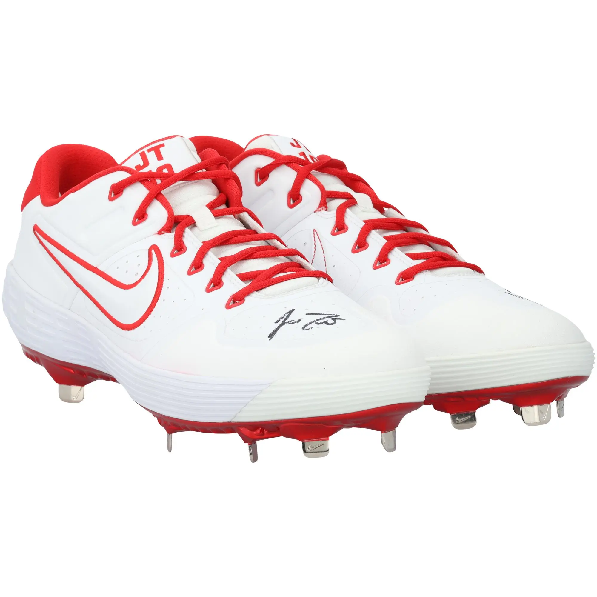 J.T. Realmuto Philadelphia Phillies Autographed Player-Issued White and Red Nike Cleats from the 2021 MLB Season - Fanatics Authentic Certified
