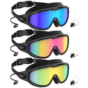 Swimming Goggles, Anti-Fog UV Protection, 180° Clear Vision, 3-Pack, Suitable for Adults, Men, Women, Teens, Swimming Gear