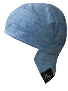 FLOWERED HEART cotton Doo Rag WITH SWEATBAND Velcro closure headwrap skull cap helmet liner durag