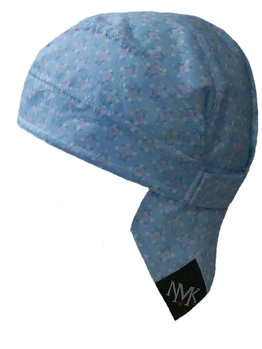 FLOWERED HEART cotton Doo Rag WITH SWEATBAND Velcro closure headwrap skull cap helmet liner durag