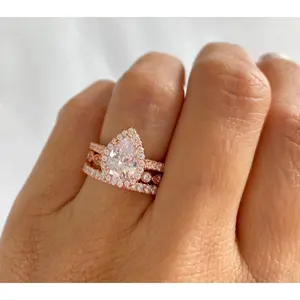 3.0 Ctw Rose Gold Wedding Ring Set