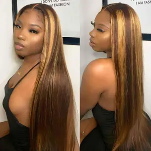 Tuneful 4/27 Highlight 13x6 Lace Front Wig Human Hair 180% Density Glueless 4/27 Piano Color Straight Lace Wig Ombre Lace Front Wig Pre Plucked Natural Hairline