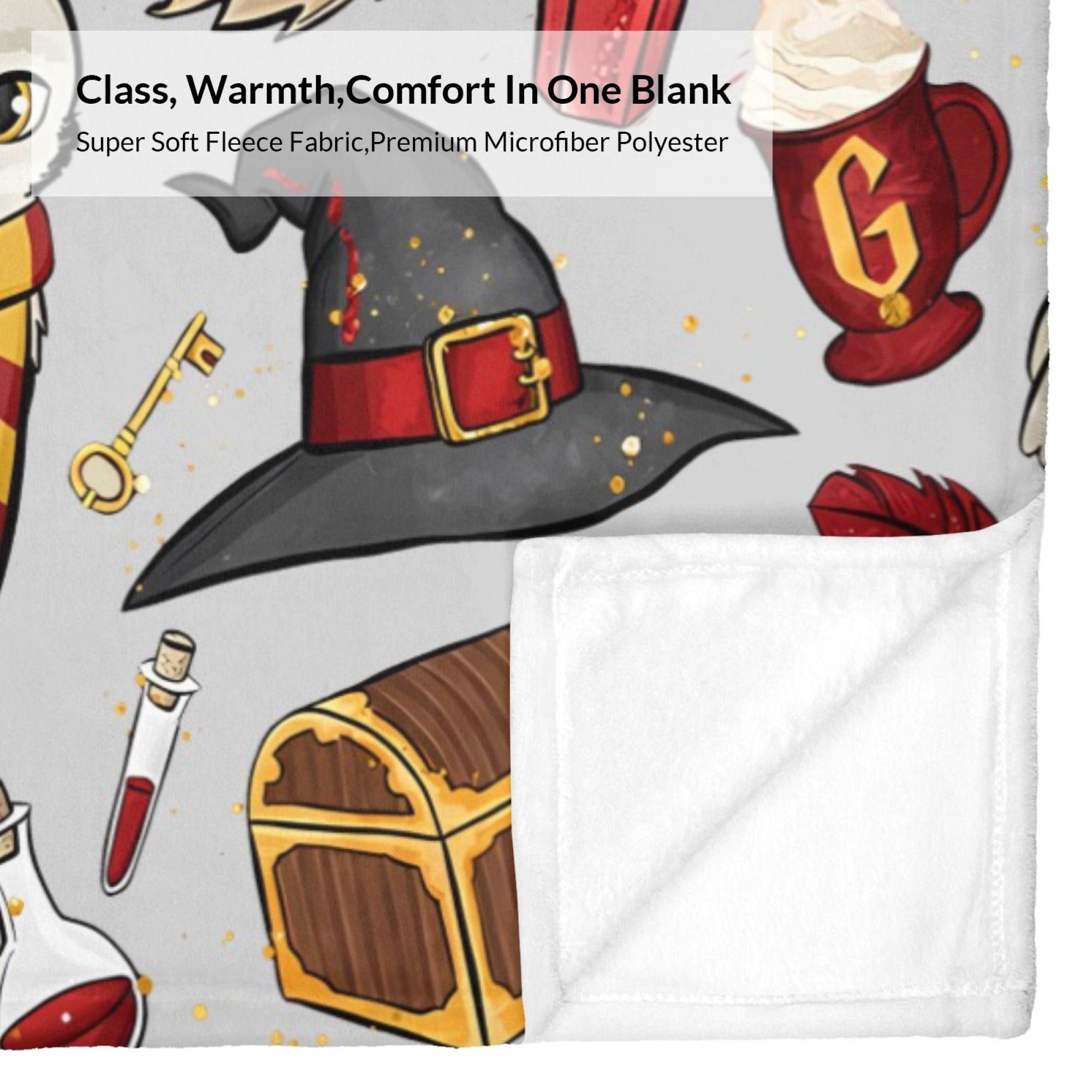 Magical Wizard Items Blanket, Hedwig Owl & Spell Books Flannel Throw, Soft Warm Blanket for Sofa & Bed 30x40 40x50 50x60 60x80inch