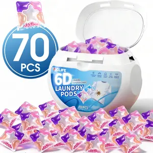 VacLife Laundry Detergent Pods 70-Count Pink 6-Chamber 8X Deep Cleaning Stain Remover for Washing Machine 72H Long Lasting Fragrance & Anti-Mite