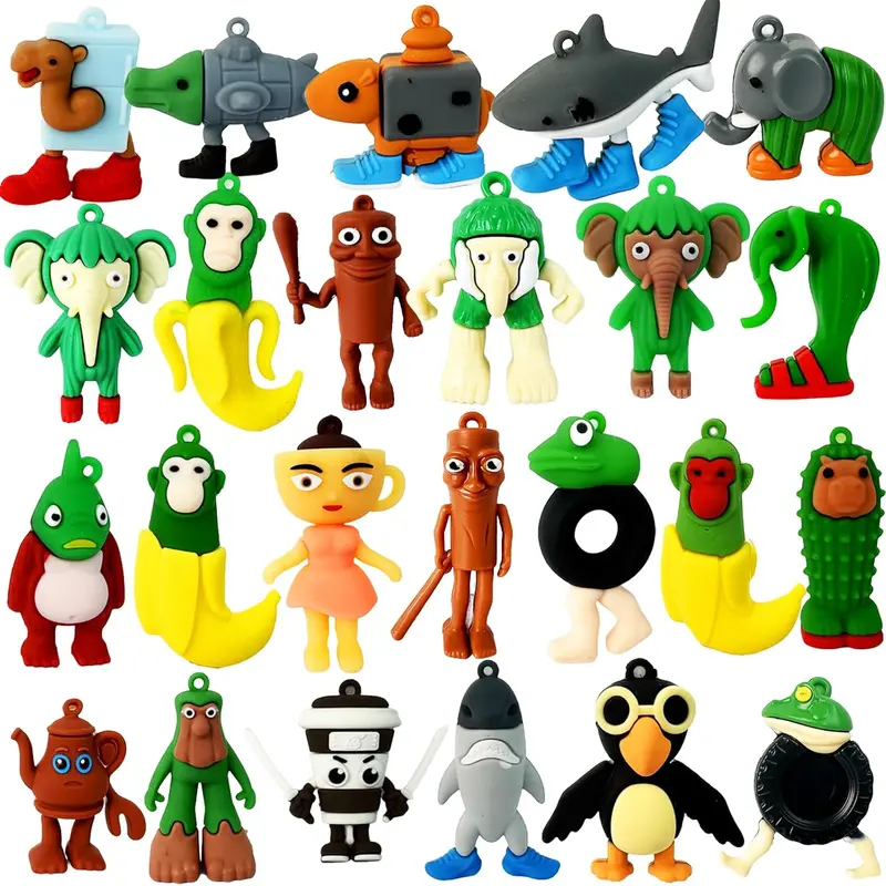 24 Fun Designs Tralala Series Funny Animal Meme Action Figures - 2.1in-3.35in Premium Silicone Brainrot Critters, Cool Keychains, Desk Decor, Quirky Gifts for Fans