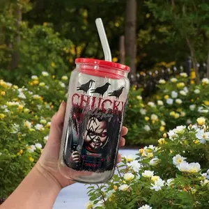 Chucky Tumbler Cup or Water Bottle Horror Movie Iced Coffee Cup Spooky Gift Drinkware for Horror Fans