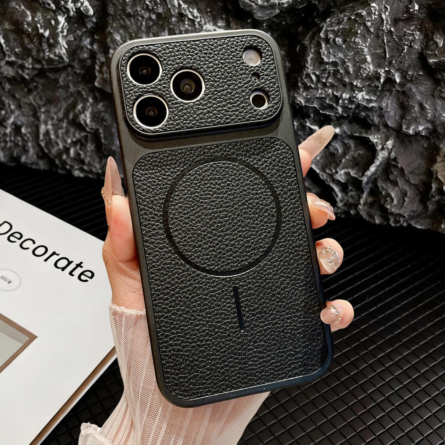 For iPhone 17/16/15/14/13 Pro Max Phone Case,Slim Classic PU Leather Anti-Fingerprint,Camera Lens Protection,Soft TPU Rugged Military Grade Drop Shockproof Cover