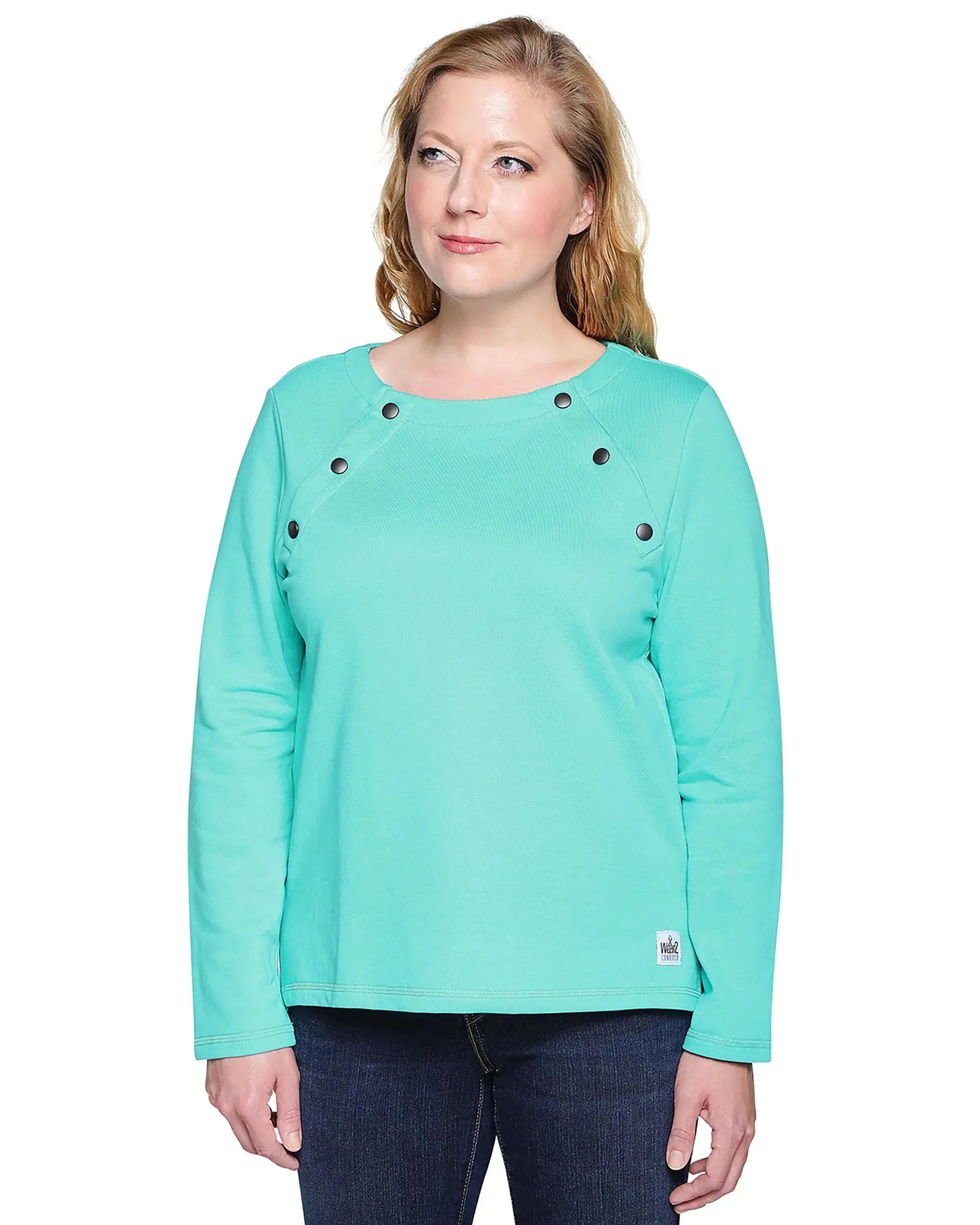 Adaptive Chemotherapy Sweatshir For Women With Chest Port Access – Ceramic | Thoughtful Chemo & Dialysis Patient Gift – Wear 2 Conquer