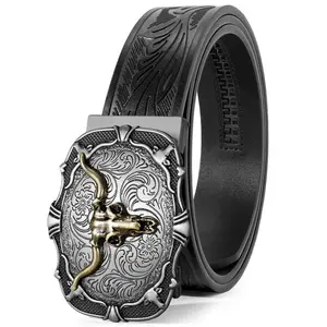 Belt Road Automatic Ratchet Western Belt Mens Cowboy Belts with Western Buckle Belt for Jeans Gifts Business Belt