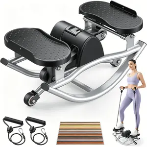 Rock Stepper for Exercise at Home, Rocking Stepper Side to Side with Resistance Bands & Digital Display, 250 LBS Capacity Full Body Workout Low-Impact Knee-Friendly Anti-Slip Side Stepper