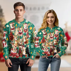 Christmas Corgi Hawaiian Sweatshirt, All Over Print Holiday Design with Festive Holiday, Unisex Sweatshirt Relaxed Fit for Men Women