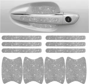 10PCS Bling Car Door Handle Anti-Scratch Sticker, Universal Car Doors Handles Protective Cover, Shiny Rhinestone Auto Decor Accessories for Women
