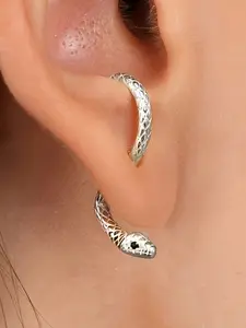 Women's Fashion Snake Design Hoop Earrings, Fashionable Hoop Earrings, Cute Delicate Small Snake Wrap Ear Studs, Animal Element, or Silver Color, Punk/goth Jewelry Gift