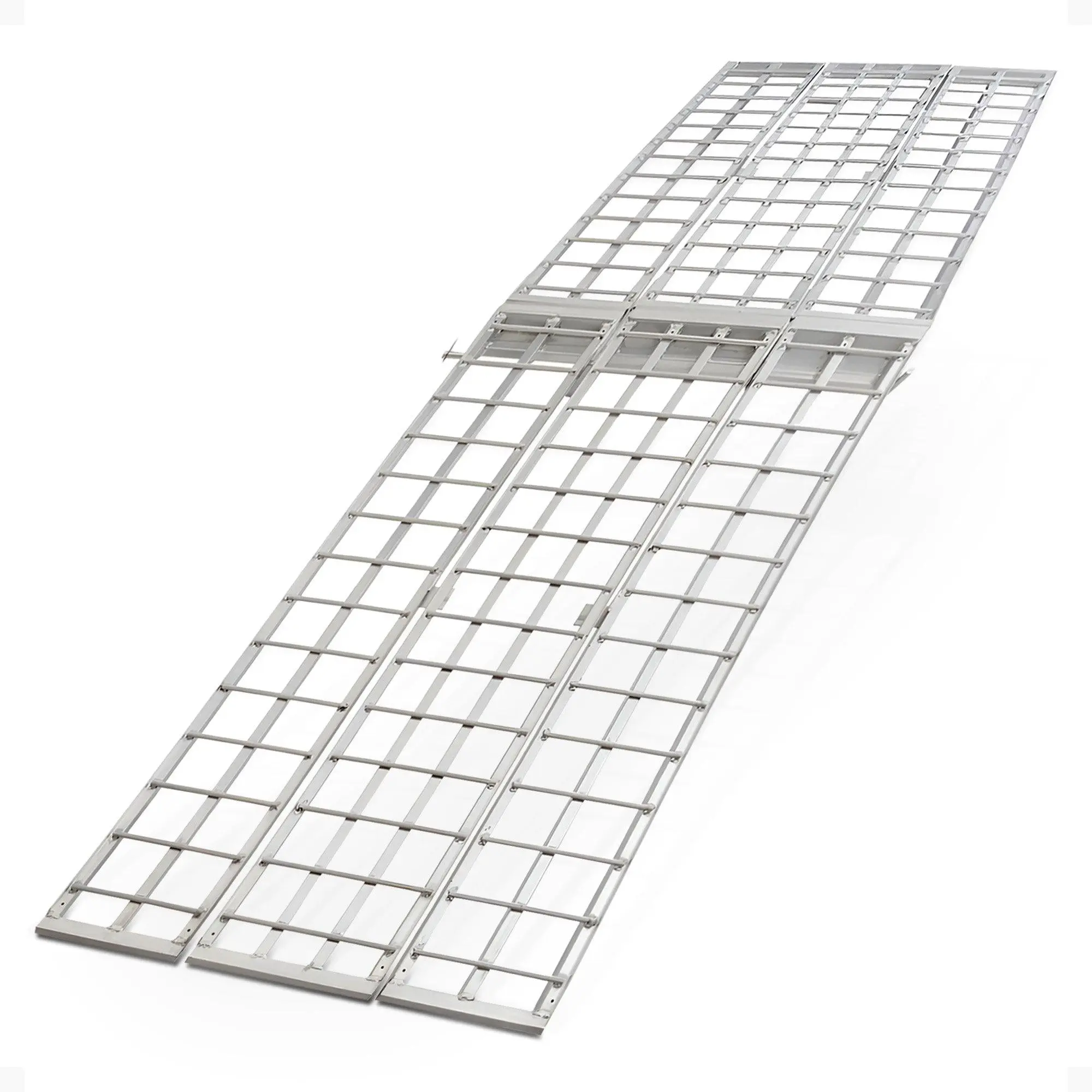 Black Widow 10’ Aluminum Folding Motorcycle Ramp, Arched 3 Piece Design, Silver