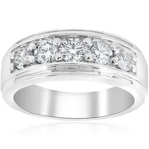 1 ct Mens Diamond Five Stone Wedding Ring Platinum