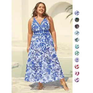 Bloomchic  Two-Piece Floral Print Ruched Mesh Swimsuit & Sarong Tankini Swimdress with Removable Cups & Tummy Control for Summer Wedding Vacation 2026 Spring Break Gift For Easter's Day Mother's Day