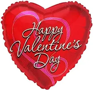 PMU Valentines Day Heart Red Ribbon 18 Inch Mylar-Foil Balloon Valentines Day, Proposal, Special Events, Photo Props Party Decoration and Accessories