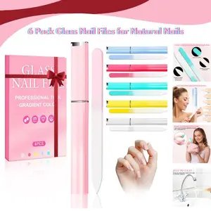 6 Pack Crystal Glass Nail File & Buffer Set for Natural Nails – Professional Nail Files for Women & Teens, Easter Gift, Stocking Stuffers, Birthday Gifts for Her, Mom, Wife