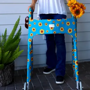 Walker Cover in Sunflowers–Medical Walker Accessory with Pockets