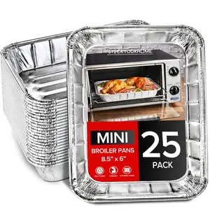 Stock Your Home 25 Pack- Mini Toaster-Oven Broiler Pans, Single Serve, For Personal Use & Dorm Rooms, 8.5