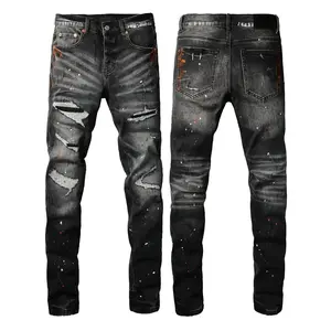 Jeans brand Jeans Men's Jeans Casual Comfort Holes Fashionable Straight Skinny Slim Fit Jeans, Ripped Stretch Jeans Denim Pants