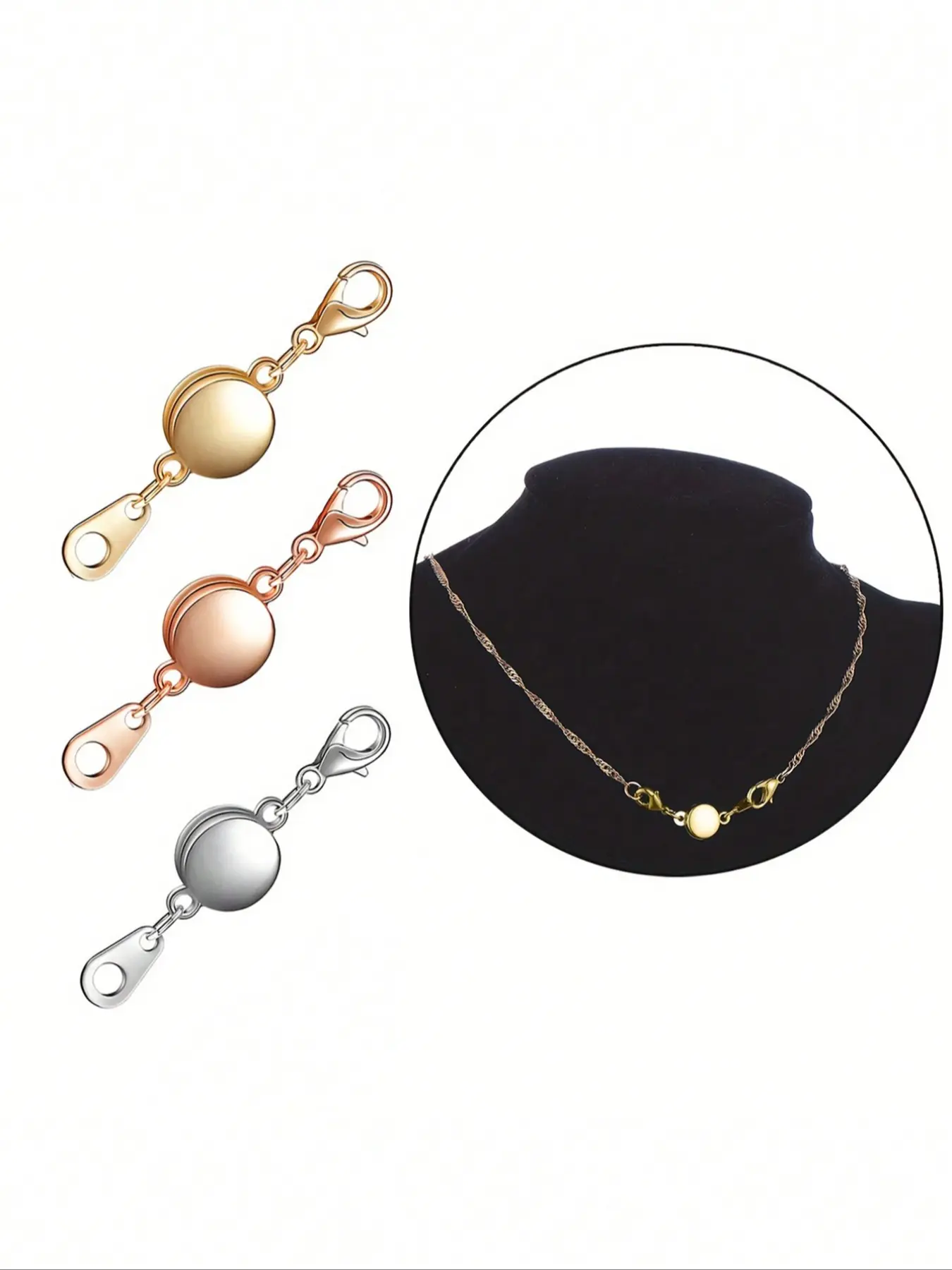 2 Pcs Magnetic Necklace Clasps And Closures Jewelry Clasps, Magnetic Necklace Extender, Necklace Clasp Helper For Necklaces, Jewelry Bracelet Extender For Jewelry Making Accessory, DIY Jewelry Accessories, Adjustable Chain, Jewelry Making Supplies