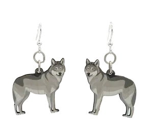 Grey Wolf Earrings #1620
