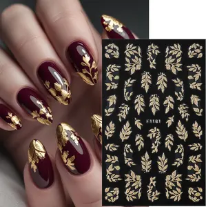 6 Sheets Fall Nail Stickers – 3D Self-Adhesive Butterfly & Leaf Designs in, Gold  for Cute Autumn Nail Art, DIY Manicure & Acrylic Nail Decoration