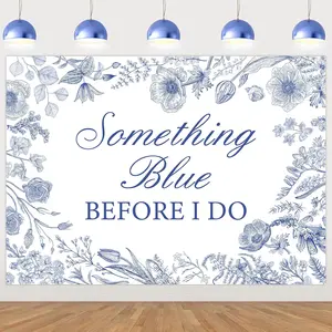 1Set Something Blue Before I Do Bridal Shower Backdrop 7x5ft Blue Vinyl Banner for Bachelorette Engagement Wedding Party