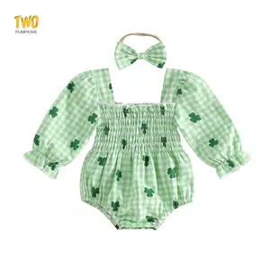 Baby Girl St Patricks Outfit Newborn My First St Patricks Clover Bubble Sweatshirt Romper Spring Clothes