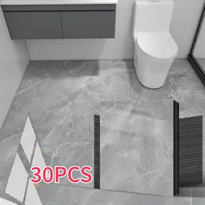 30-Piece Box Luxury Marble-Style PVC Self-Stick Waterproof Flooring Tiles, Easy Peel & Stick for Bathroom Kitchen Living Room Decor