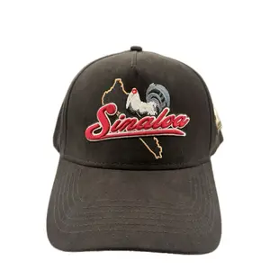 Gallo Fino Sinaloa Derby Hat with Red Logo and State Design, Adjustable Fit, Adjustable Straps