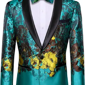 Barry. Wang Men's Sport Coats & Blazers Flower Suit Jacket 1 Button Paisley Tuxedo Mardi Gras Carnival Parade Gift