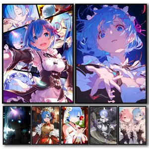 PIKPAKA Re Zero Rem Painting Calligraphy Premium Canvas Wall Art Poster | HD Gallery Print | Waterproof, Fade-Resistant, Scratch-Proof | Modern Living Room & Bedroom Decor | Ideal Gift for Any Occasion