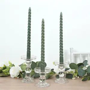 12 Pack Dusty Sage Green Premium Spiral Long Burn Wick Taper Candles, Tall Unscented Wax Dinner Candle Sticks 11"