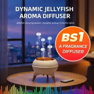 Dynamic Jellyfish Aroma Diffuser 250ML Ultrasonic Essential Oil Diffuser with Sound Pickup Remote Control & 7-Color Lights for Relaxing Atmosphere