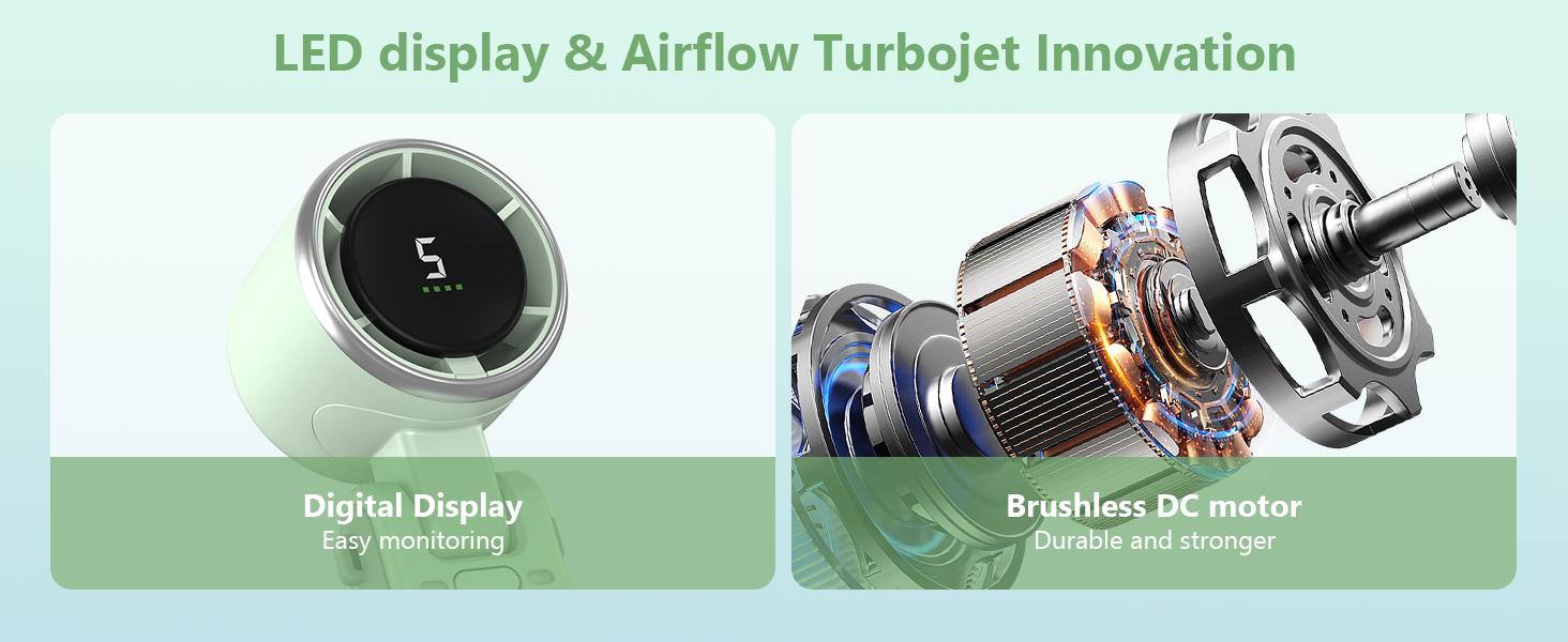 Portable Handheld Turbo Fan,5 Gear Wind, Battery Operated,3 IN 1 Hand Fan for Travel/Camping/Outdoor (Ideal Gift for Women & Men)