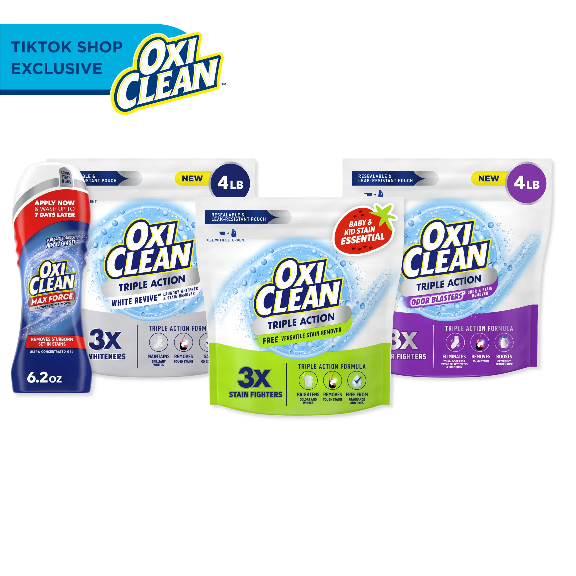 OxiClean Stock Up & Save: Triple Action Laundry Boosters + Stain Pre-Treater Gel Stick (Free From TA) OxiClean Stock Up & Save: Triple Action Laundry Boosters + Stain Pre-Treater Gel Stick (Free From TA)