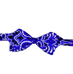 Blue Bandana Bow Tie - Unisex Clothes Accessories, Regular Width Tie for Formal and Casual Events