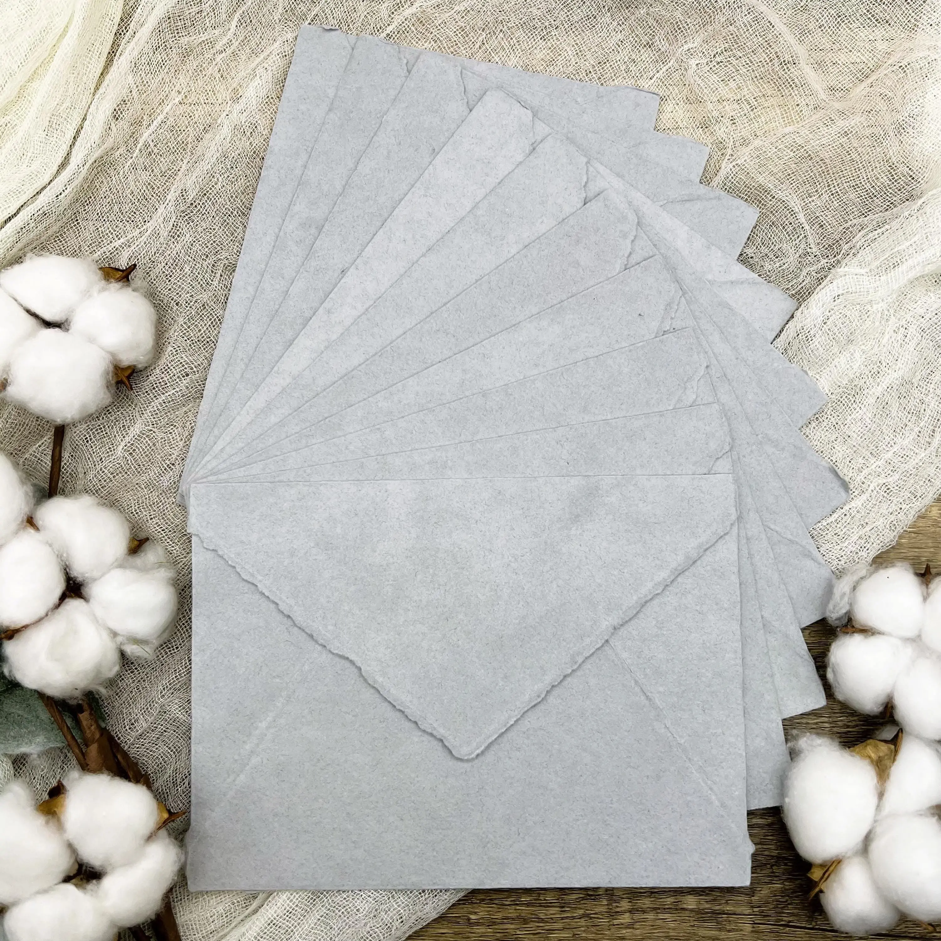 Stone Gray Handmade Cotton Envelopes (Set of 10)