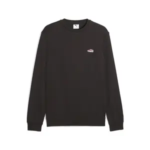PUMA Mens Wardrobe Essentials Suede Crew Neck Sweatshirt Casual - Black