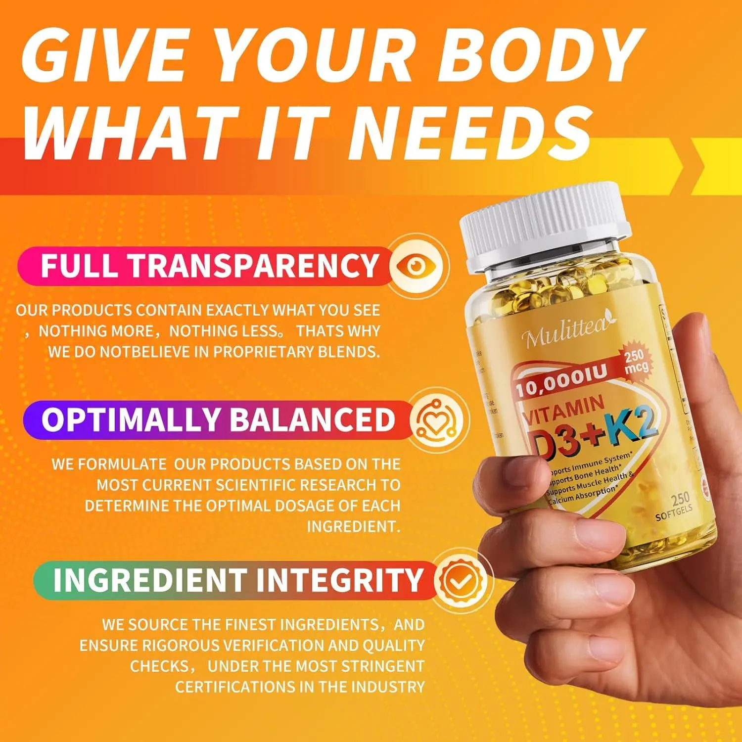 Plant-Based D3 K2 Vitamin 10000 IU w/ Virgin Coconut MCT Oil - 200 mcg ...