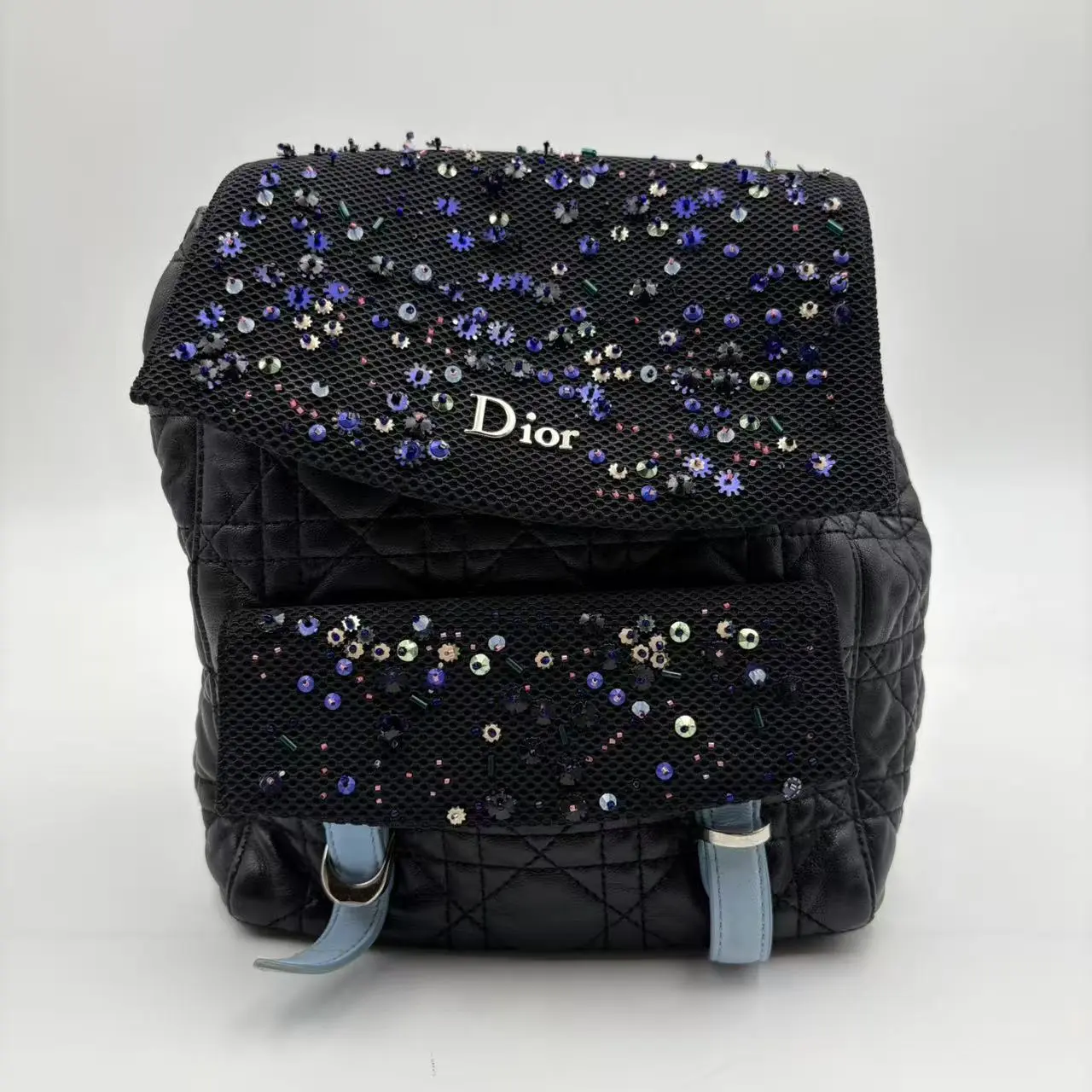 Pre-owned Dior h5 Starry Sky Fully Diamond Limited Edition Black Nylon Backpack H22247