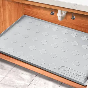 Waterproof Kitchen Undersink Mat, 34" X 22" Silicone Undersink Mat For The Bottom Of The Kitchen Sink, Undersink Drip Tray Liner For Kitchen Bathroom Cabinets, Can Hold Up To 3, 3 Cups Of Liquid.
