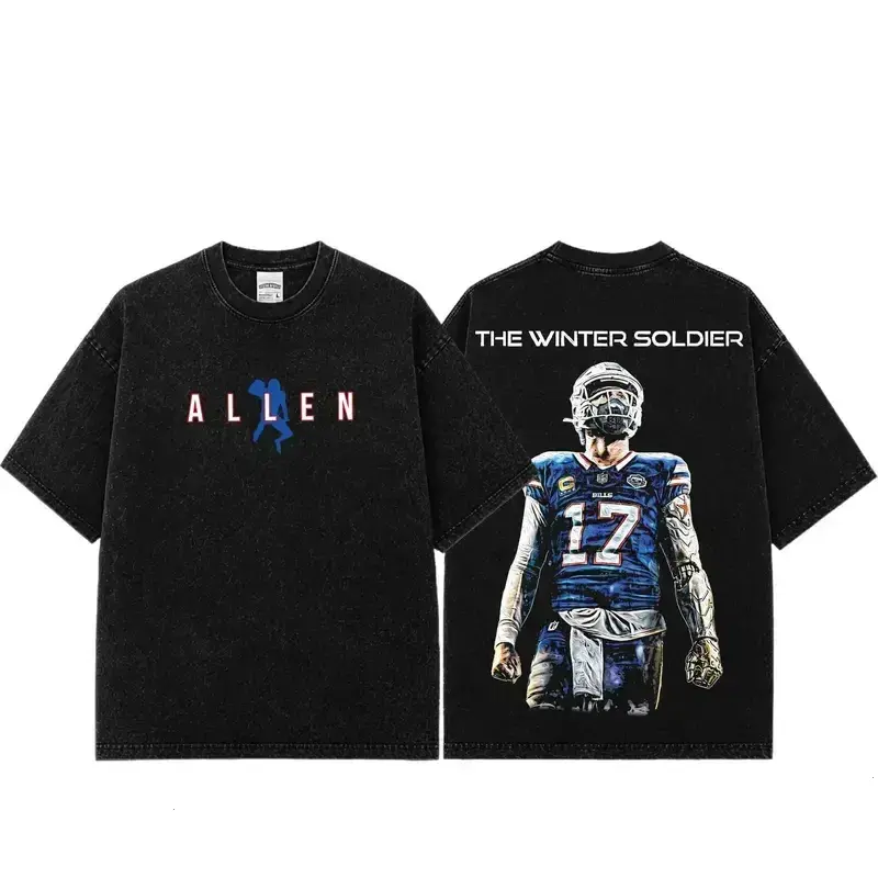 Josh Allen#17 Short-Sleeve T-Shirt, Buffalo Football Fan Graphic Top, Vintage Game Day Casual Streetwear, Heavyweight Apparel Gift, Shortsleeve