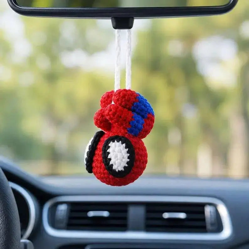 Crochet Spider Car Hanging | Cute Hero Car Mirror Decor | Handmade Car Ornament | Spider Amigurumi Charm | Gift for Boyfriend & Girlfriend